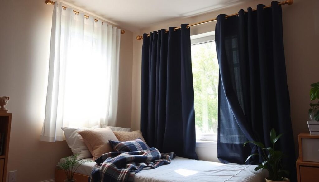 DIY blackout curtains for noisy dorms