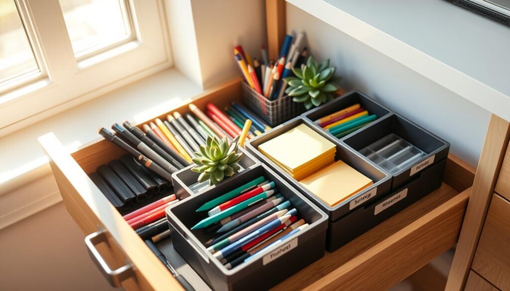 dorm desk drawer organization hacks
