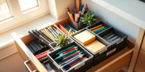 dorm desk drawer organization hacks