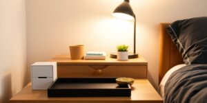 dorm nightstand organization and hacks