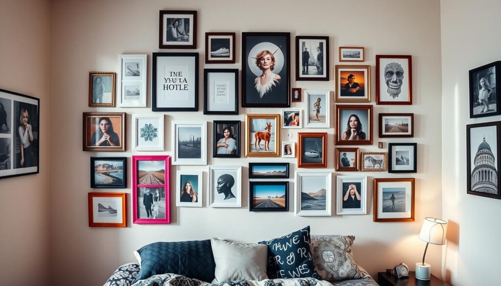 how to create a gallery wall without damaging your dorm