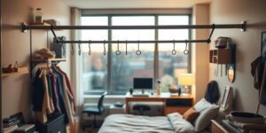 tension rods in dorm rooms