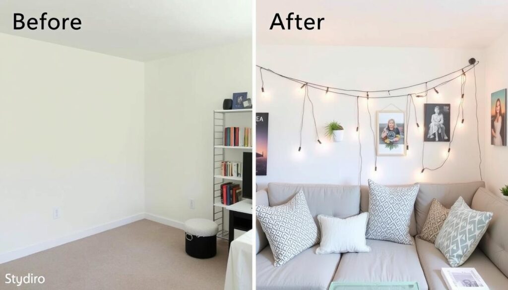 Before and after of a budget-friendly studio apartment makeover Before and after of a budget-friendly studio apartment makeover