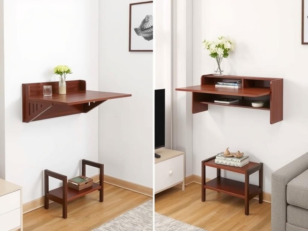 Haotian Folding Wall-Mounted Drop-Leaf Table with storage
