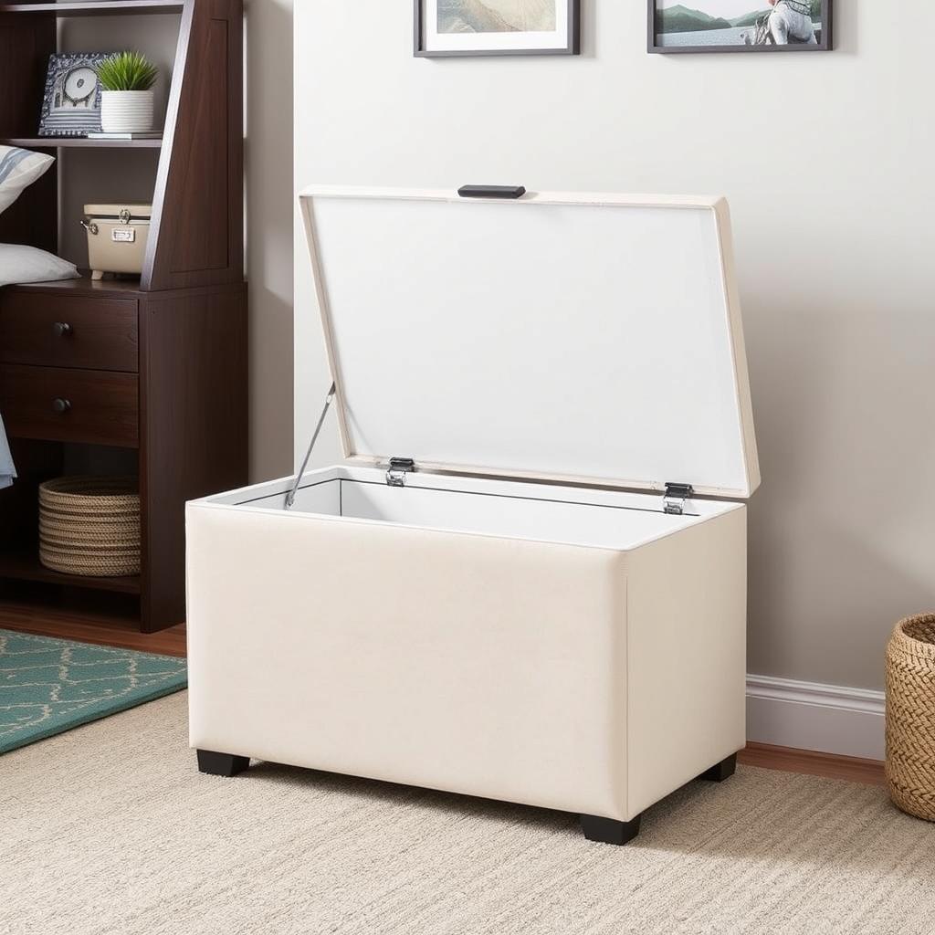 Ornavo Home Foldable Storage Ottoman in a dorm room