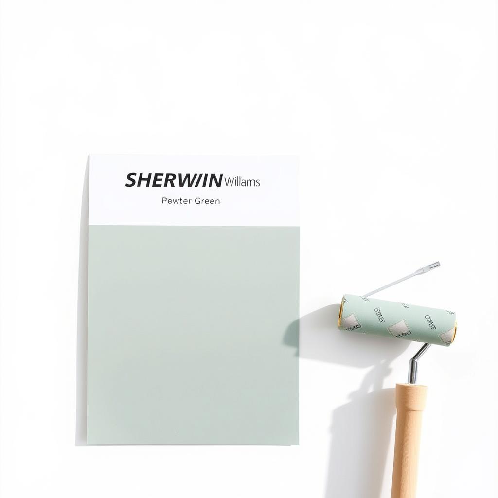Swatch of Sherwin-Williams Pewter Green paint color for student apartments