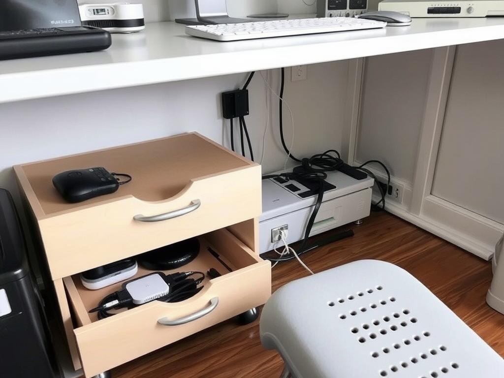 Under-desk organization solutions for small study spaces