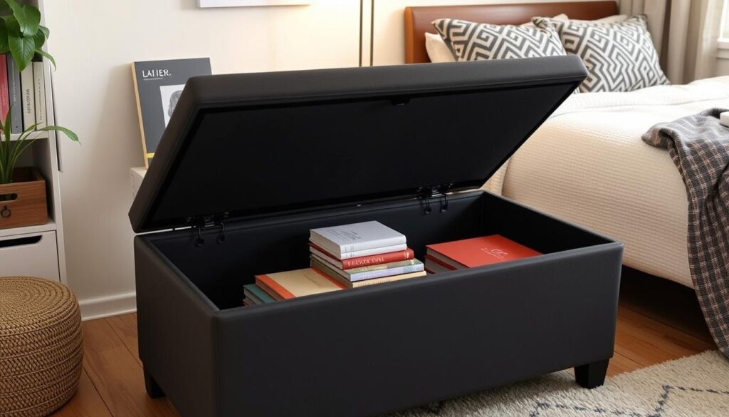 YOUDENOVA 30-inch Storage Ottoman Bench in a small apartment