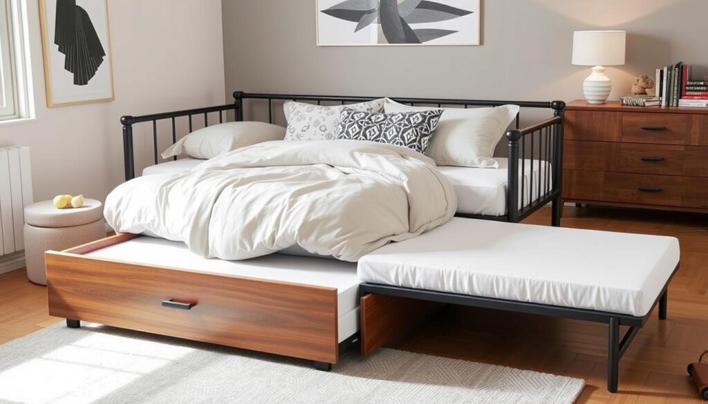 Zinus Eden Twin Daybed and Trundle Set with trundle extended
