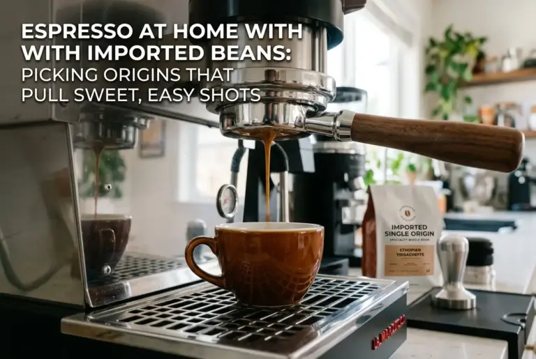 Máquina de espresso e café etíope Yirgacheffe na cozinha