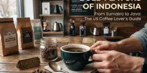 Café indonésio com toque brasileiro em cenário acolhedor