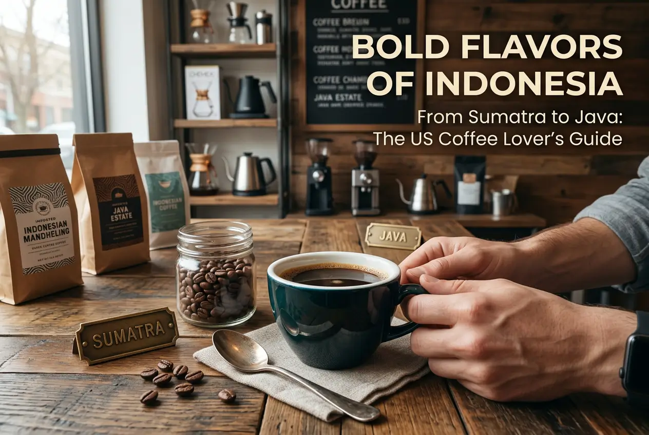 Café indonésio com toque brasileiro em cenário acolhedor