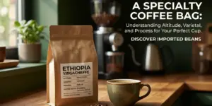 Cena de preparo de café com saco 'ETHIOPIA YIRGACHEFFE', 2026